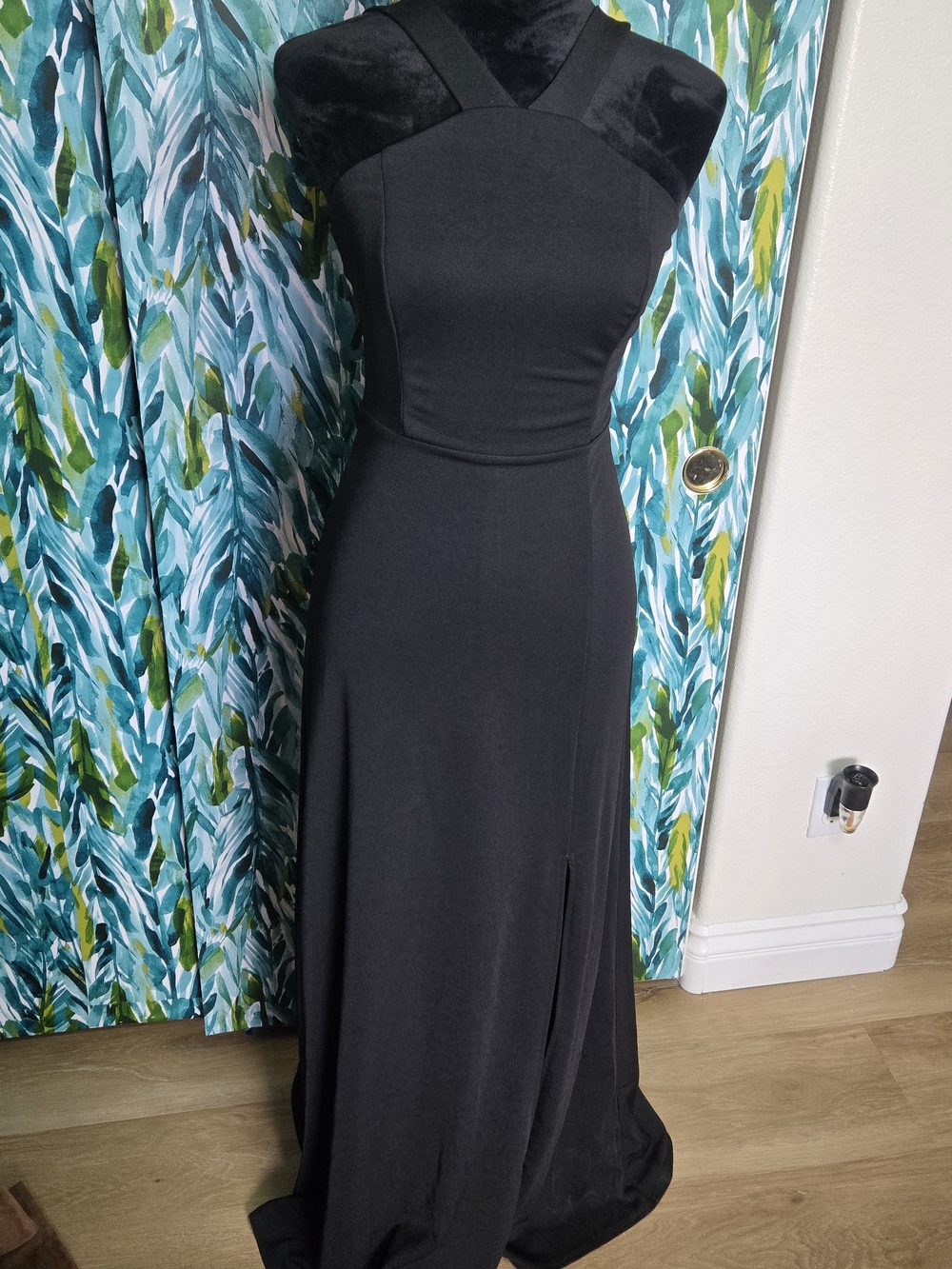 Birdy Grey Black Maxi Halter Evening Gown